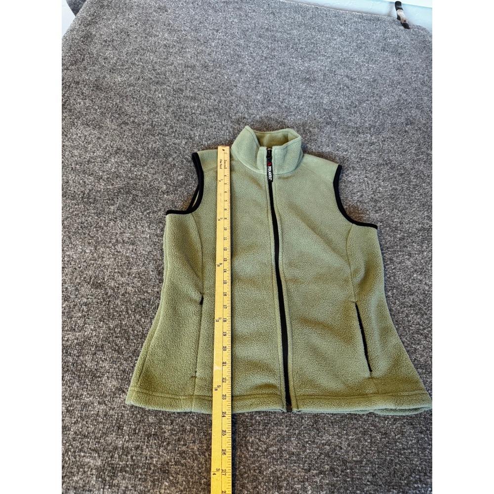 Eddie Bauer Polartec Fleece Vest Sage Green Full Zip Mock Neck Womens Small - Picture 6 of 11